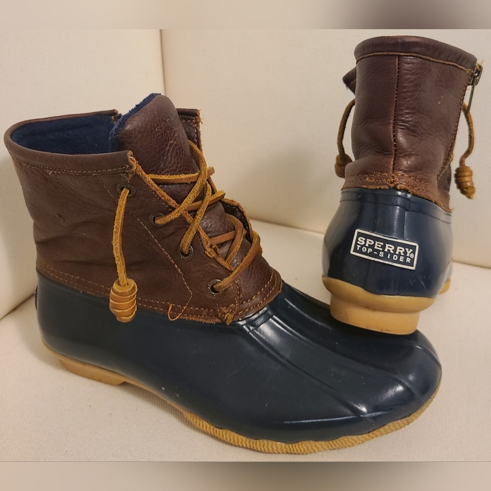 Sperry Brown and Navy Blue Duck Boots